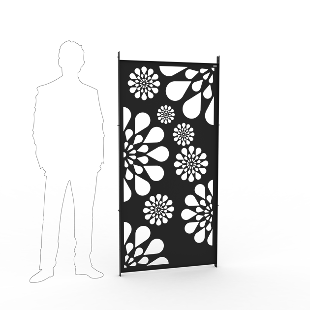 Dekorplåt blommor svart